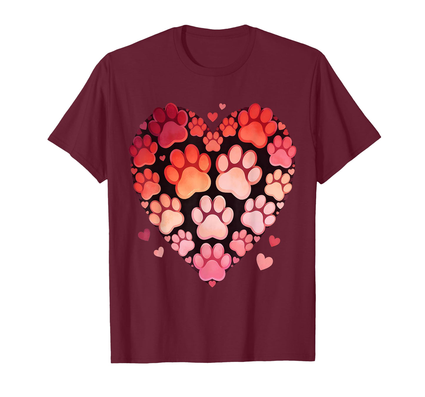 Hearts Cute Paw Valentine Dog and Happy Valentines Cat Lover T-Shirt