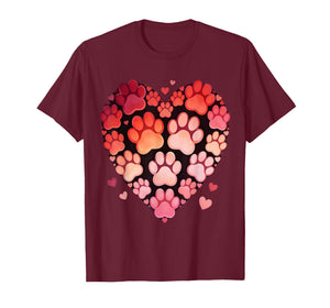 Hearts Cute Paw Valentine Dog and Happy Valentines Cat Lover T-Shirt