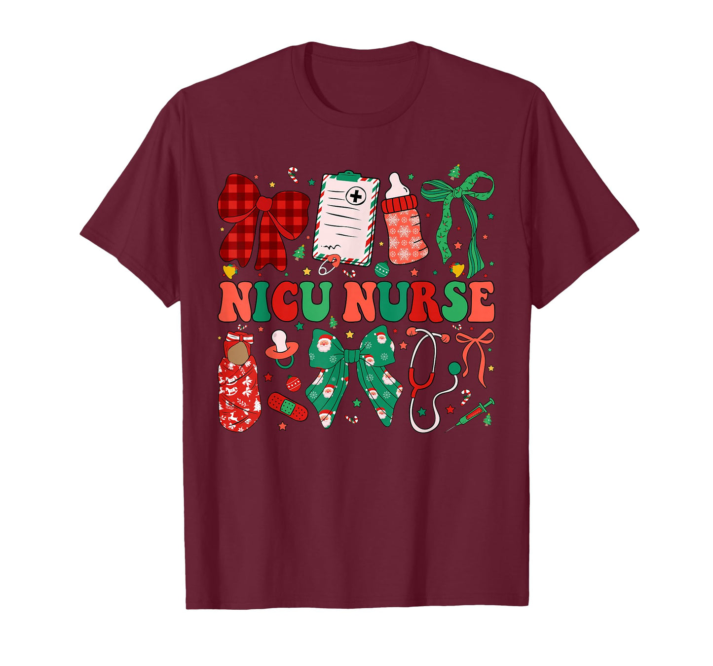 Neonatal Intensive Care Unit Coquette NICU Nurse Christmas T-Shirt