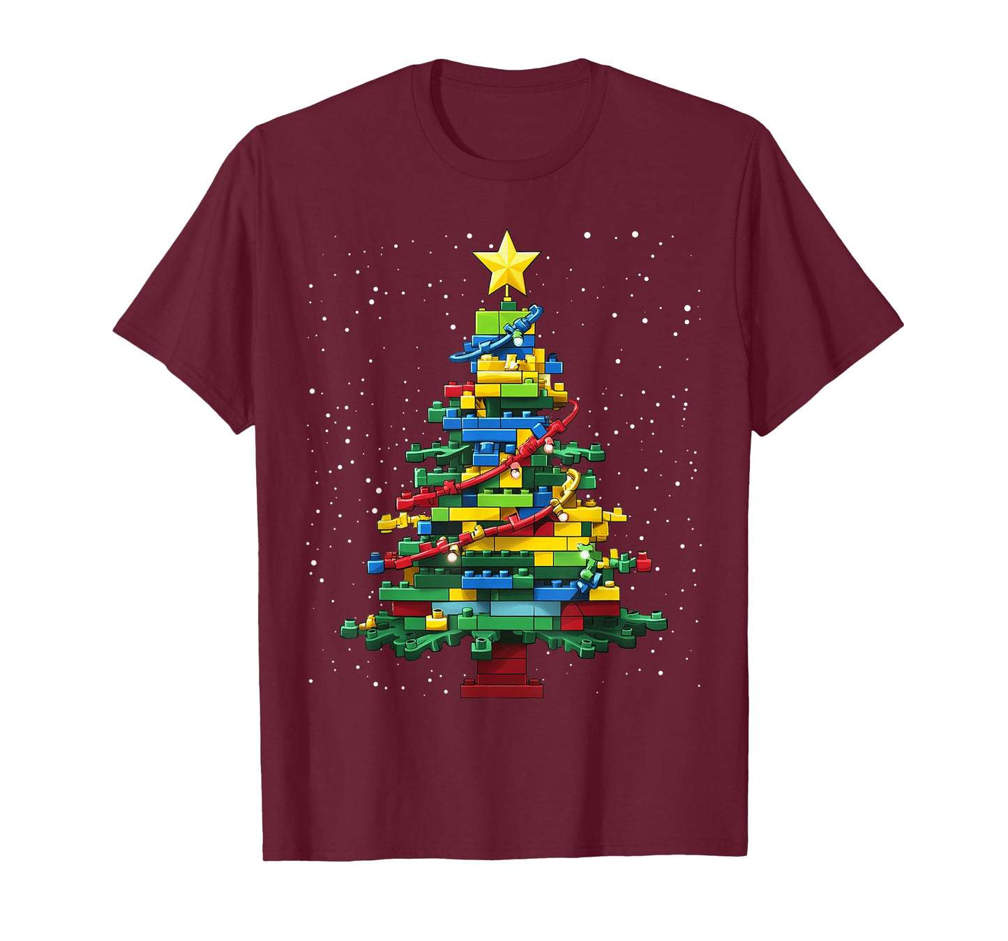 Christmas Tree Block Brick Building Xmas Master Builder Kids T-Shirt