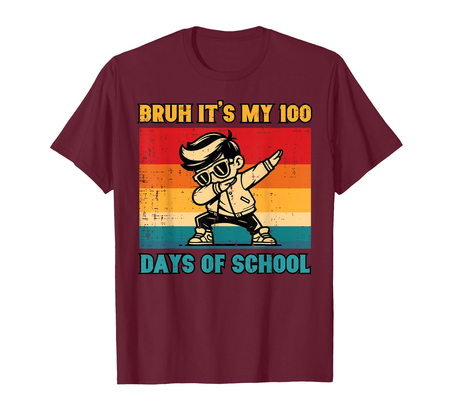 Bruh Its My 100 Days of School Boy Dab 100th Day Meme Kids T-Shirt