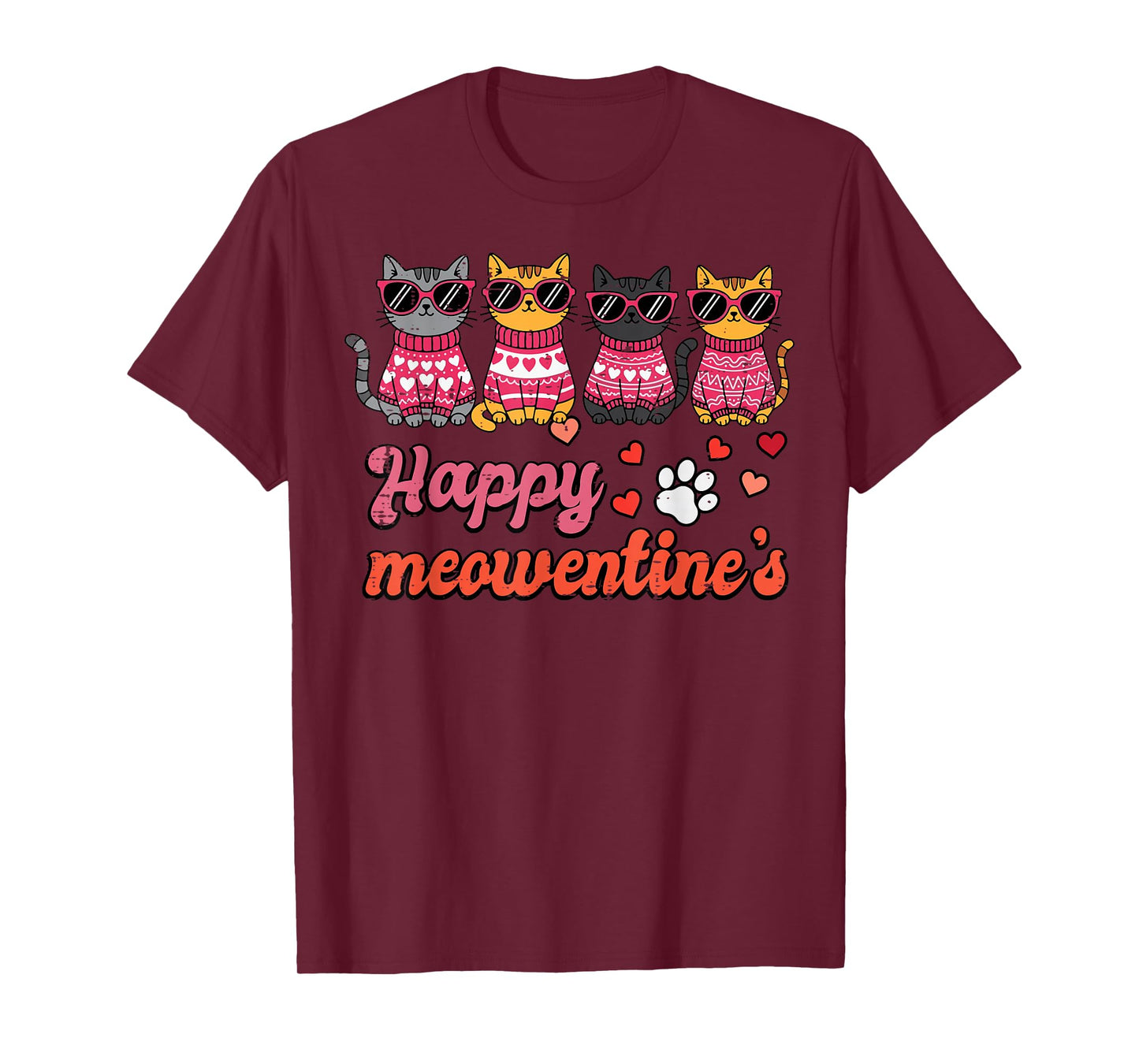 Valentines Day Cats Happy Meowentines Kitten Women Girls Kid T-Shirt