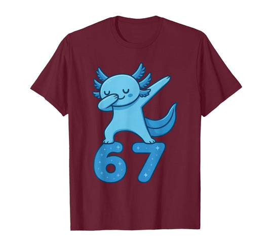 Axolotl Dabbing 67 Meme Six Seven Funny Gen Alpha T-Shirt