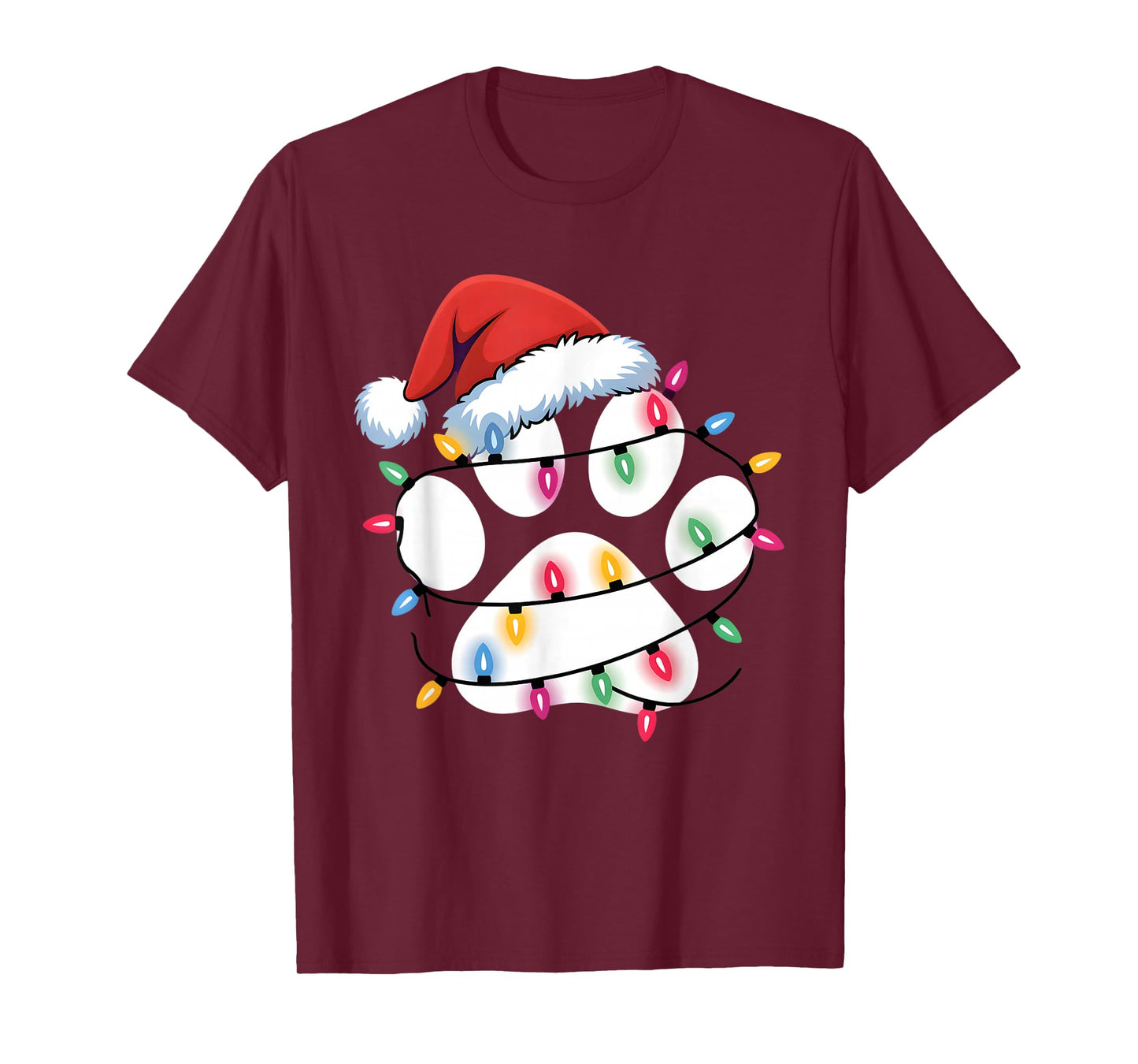 Dog Paw Print Christmas Funny Santa Puppy Women Men Girls T-Shirt
