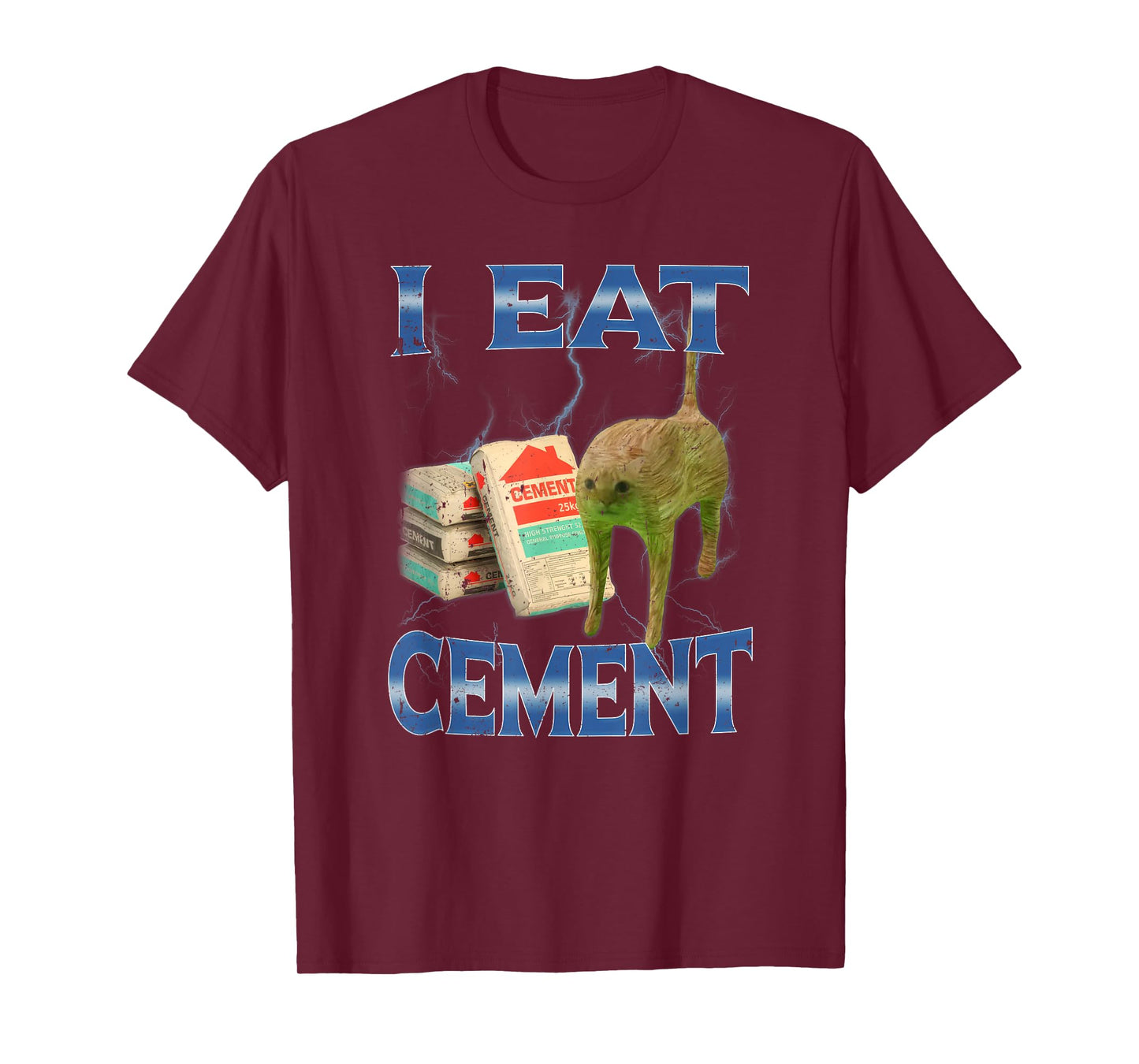 I Eat Cement Bag Cursed Cat Meme Brainrot T-Shirt