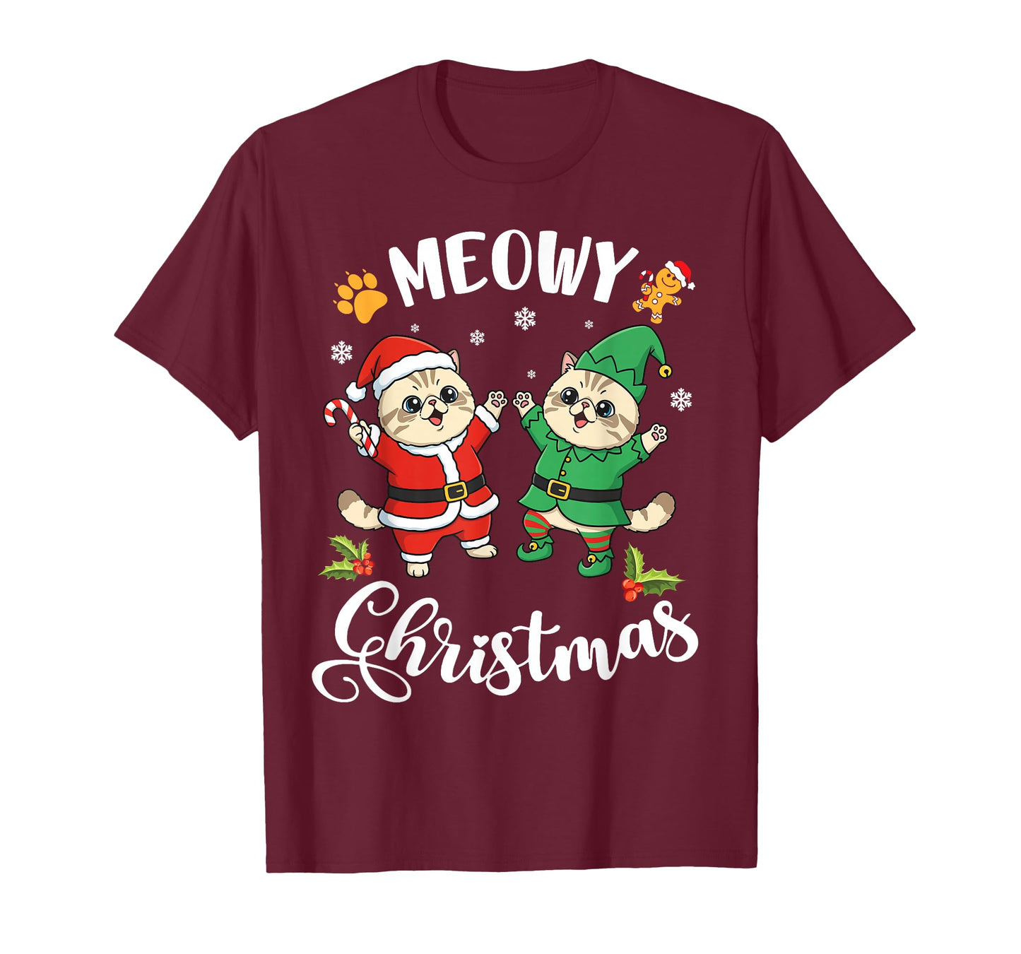 Exotic Shorthair Cats Dancing Together Meowy Christmas Day T-Shirt