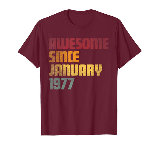 Awesome Since January 1977 49th Birthday - Vintage T-Shirt