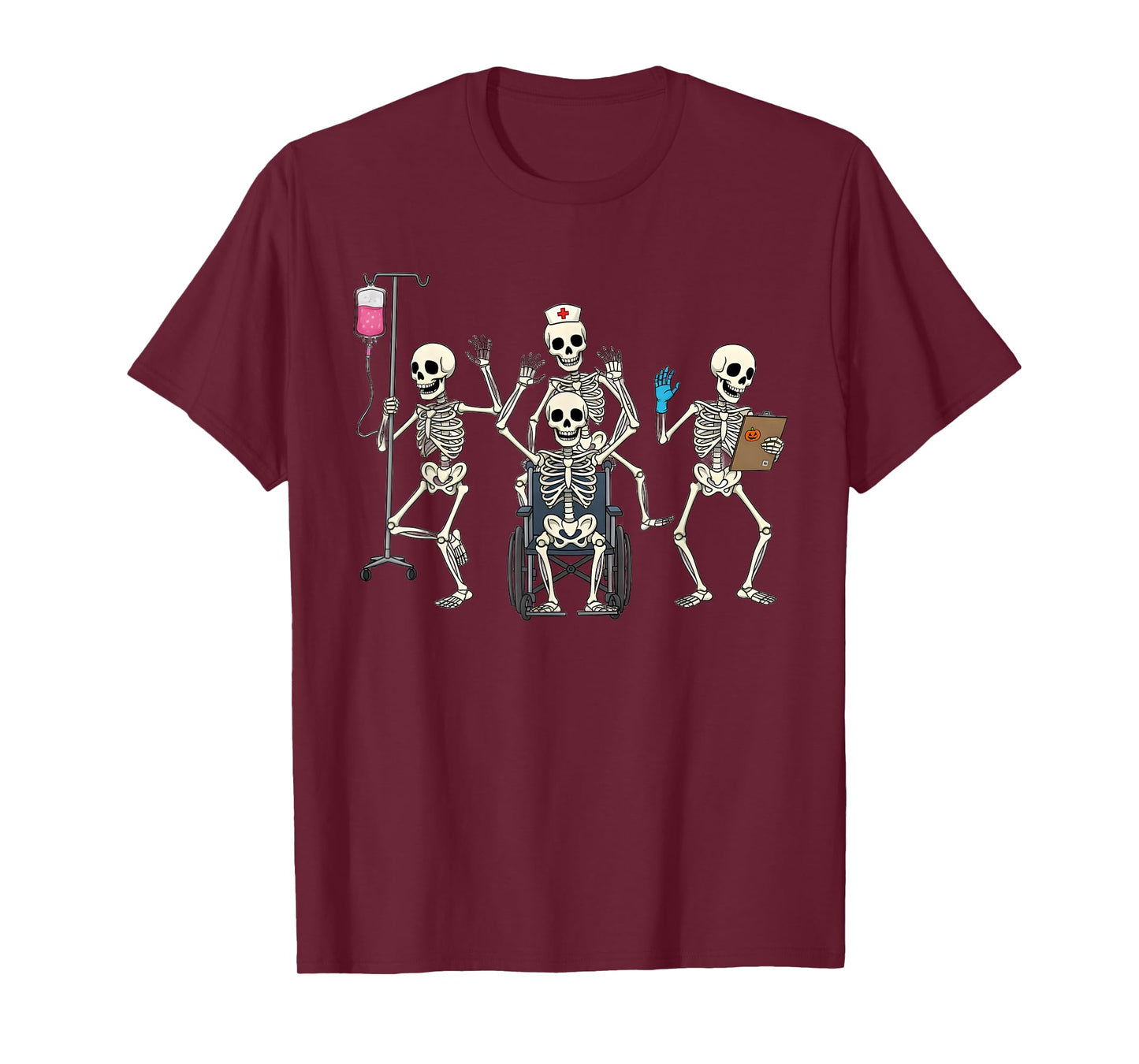 Funny Halloween Nurse Skeletons Healthcare CNA Medical Crew T-Shirt