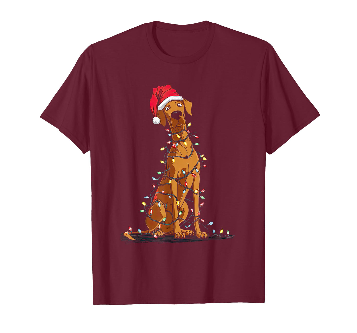 Funny Rhodesian Ridgeback Christmas Graphics Dog Lights T-Shirt