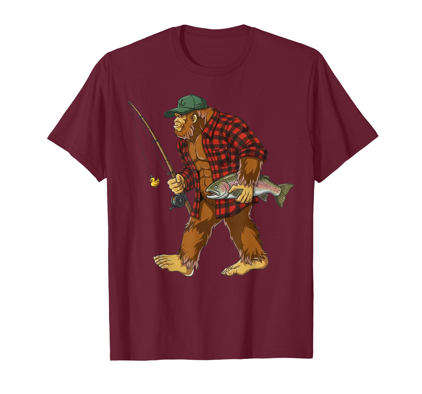 Funny Bigfoot Fishing Sasquatch Adventure Outdoor T-Shirt