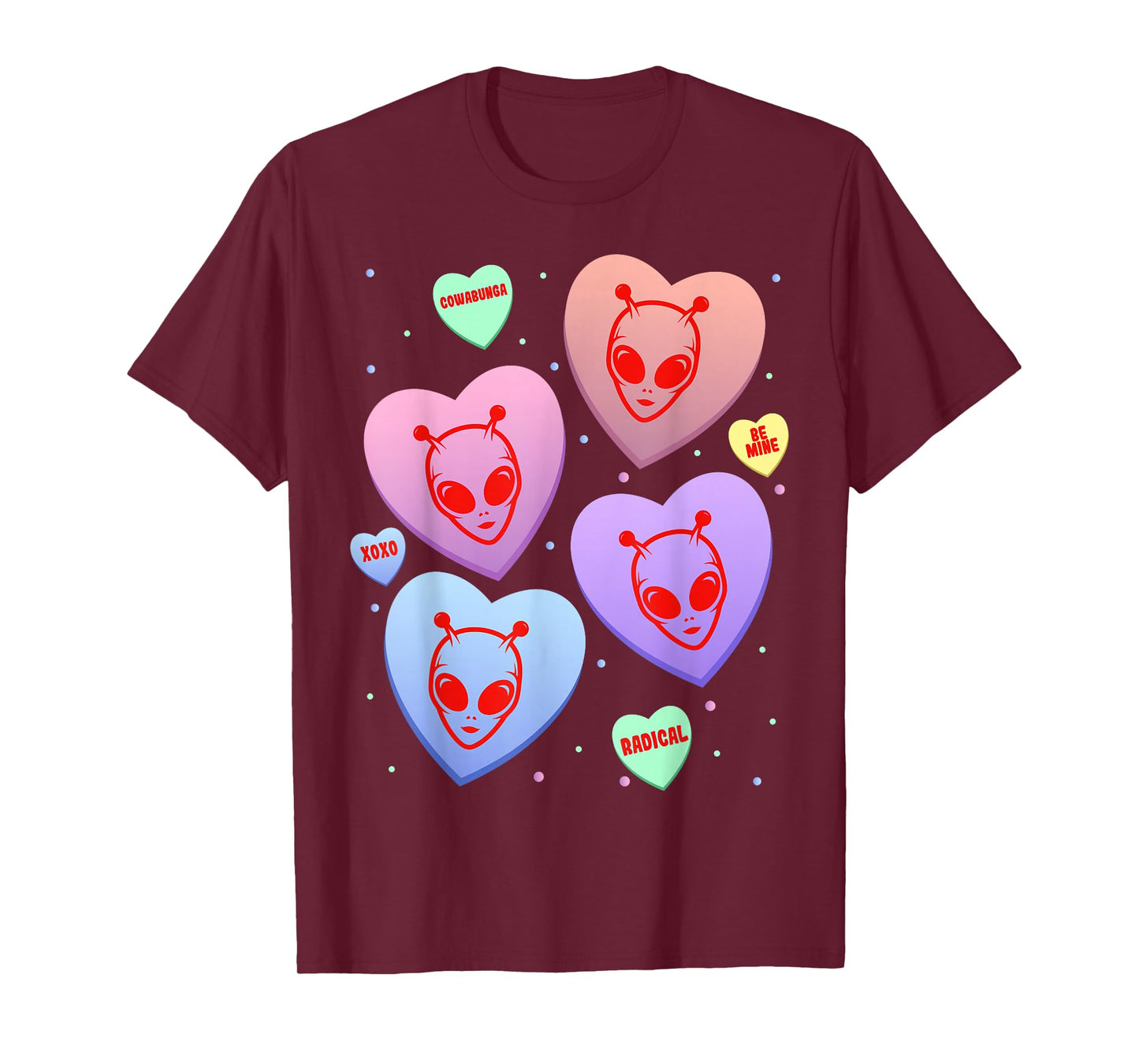 Alien Candy Heart Cute Kitten Valentines Day T-Shirt