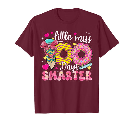 Little Miss 100 Days Smarter Donut 100th Day of School Girl T-Shirt