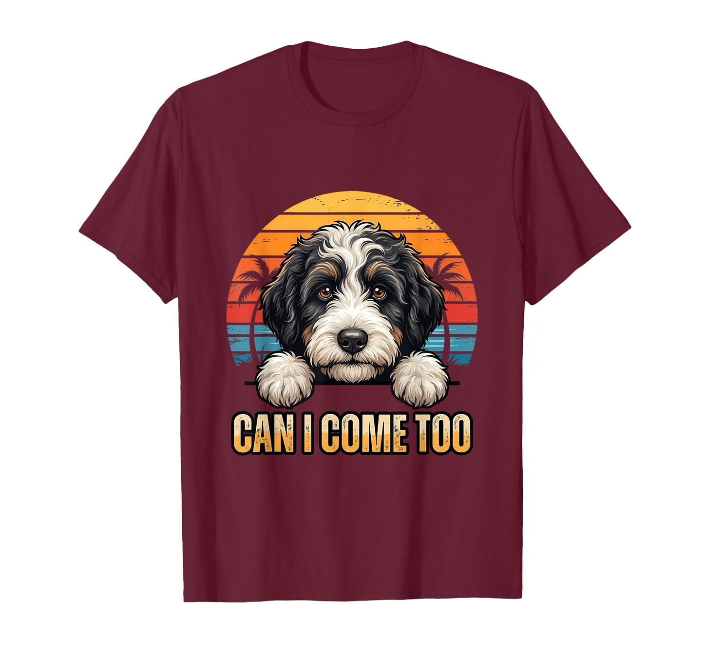 Bernedoodle Peeking Cute Bernedoodle Puppy Art T-Shirt