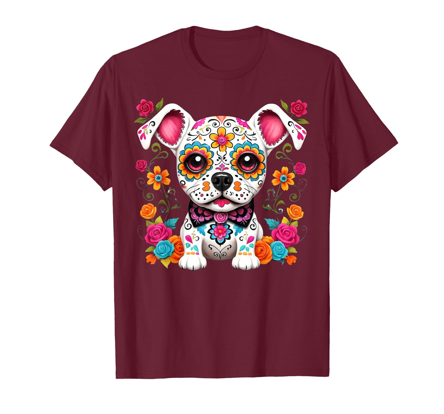 Day of The Dead Dog Sugar Skull Dia De Los Muertos Mexican T-Shirt