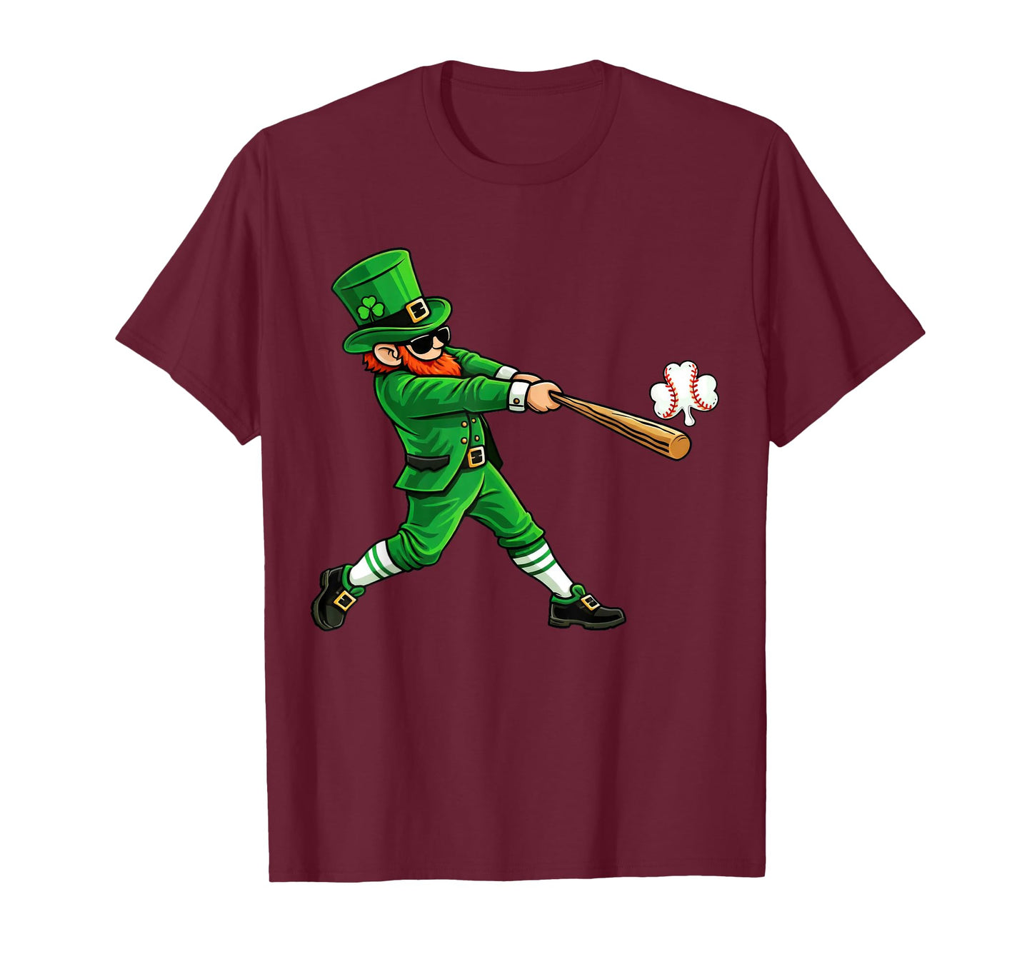Leprechaun Playing Baseball St Patricks Day Shirts Mens Boys T-Shirt