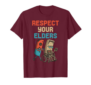 Respect Your Elders Gaming Control Retro Funny Video Game T-Shirt