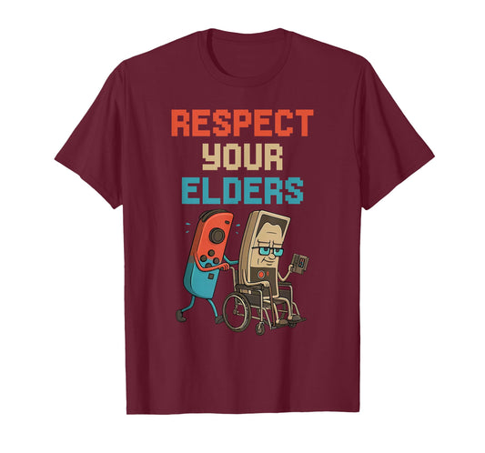Respect Your Elders Gaming Control Retro Funny Video Game T-Shirt