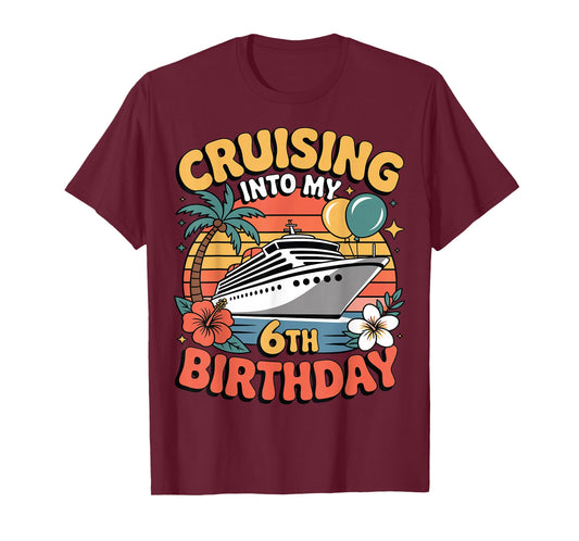 Cruising Into My 6th Birthday Trip Cruise Vacation Kids Boys T-Shirt