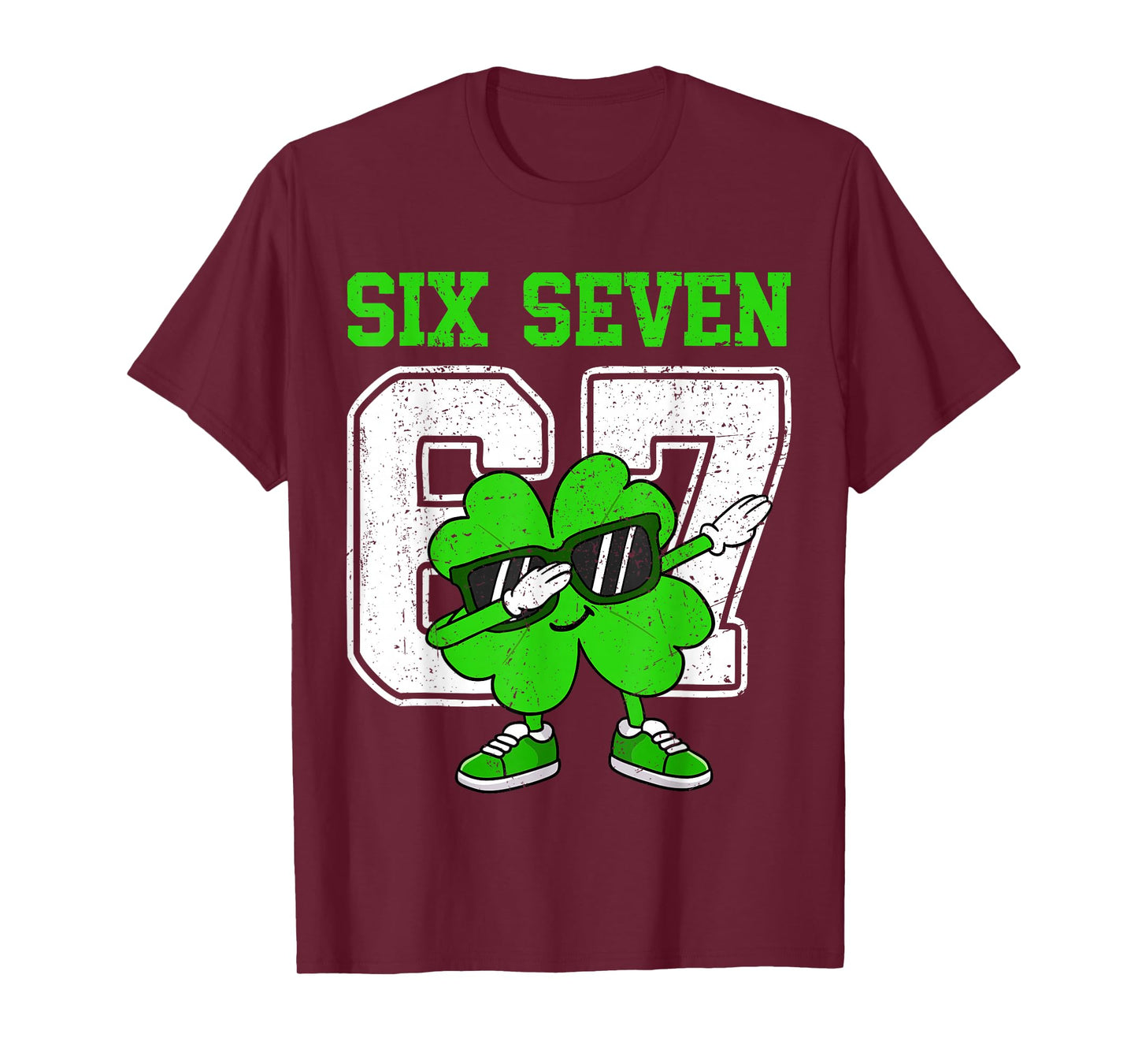 Boys St Patricks Day Dabbing Shamrock Clover 67 Six Seven T-Shirt