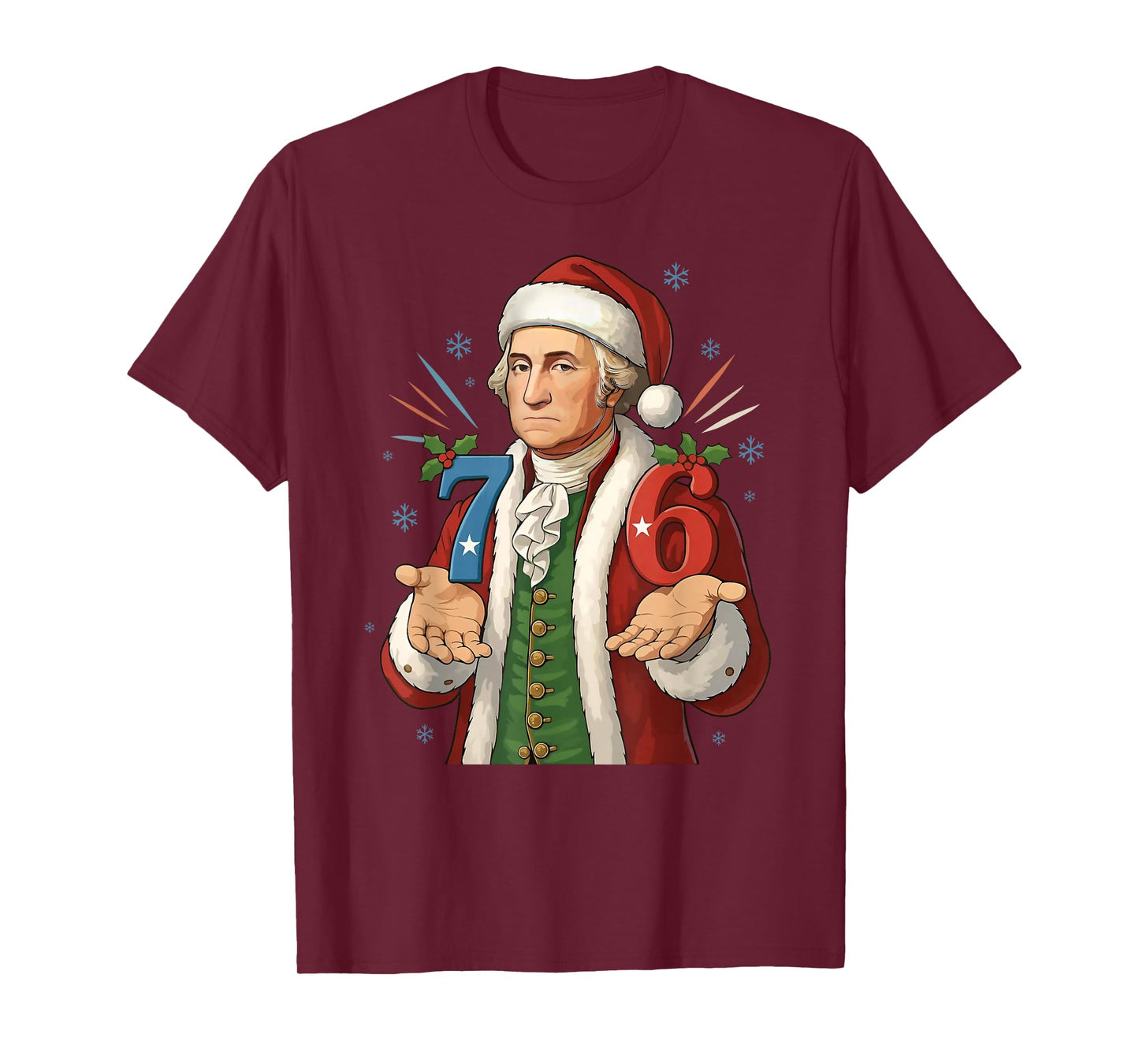Funny 7-6 6-7 George Washington Santa 67 Meme Christmas T-Shirt