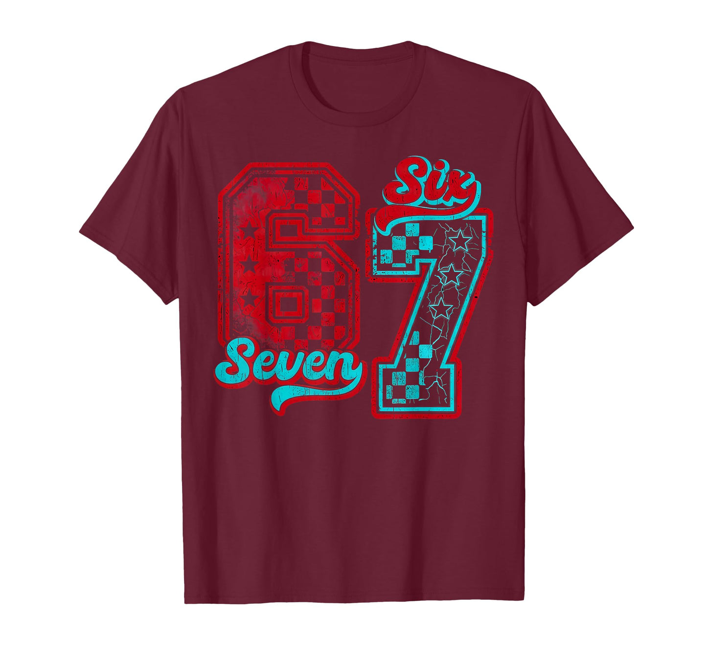 Stranger 67 Things Funny Six Seven Meme Checkered Birthday T-Shirt
