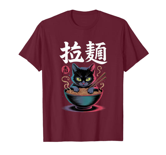 Vintage Ramen Cat Kawaii Japanese Food Noodle Anime Gifts T-Shirt