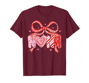 Valentine Nana Coquette Bow Heart Mom Mother Women T-Shirt