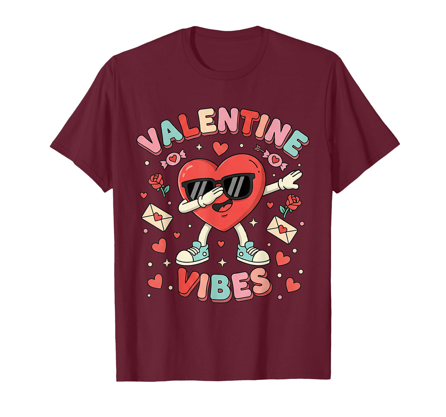 Funny Boys Valentines Dabbing Heart Teen Kid Girls Men Women T-Shirt