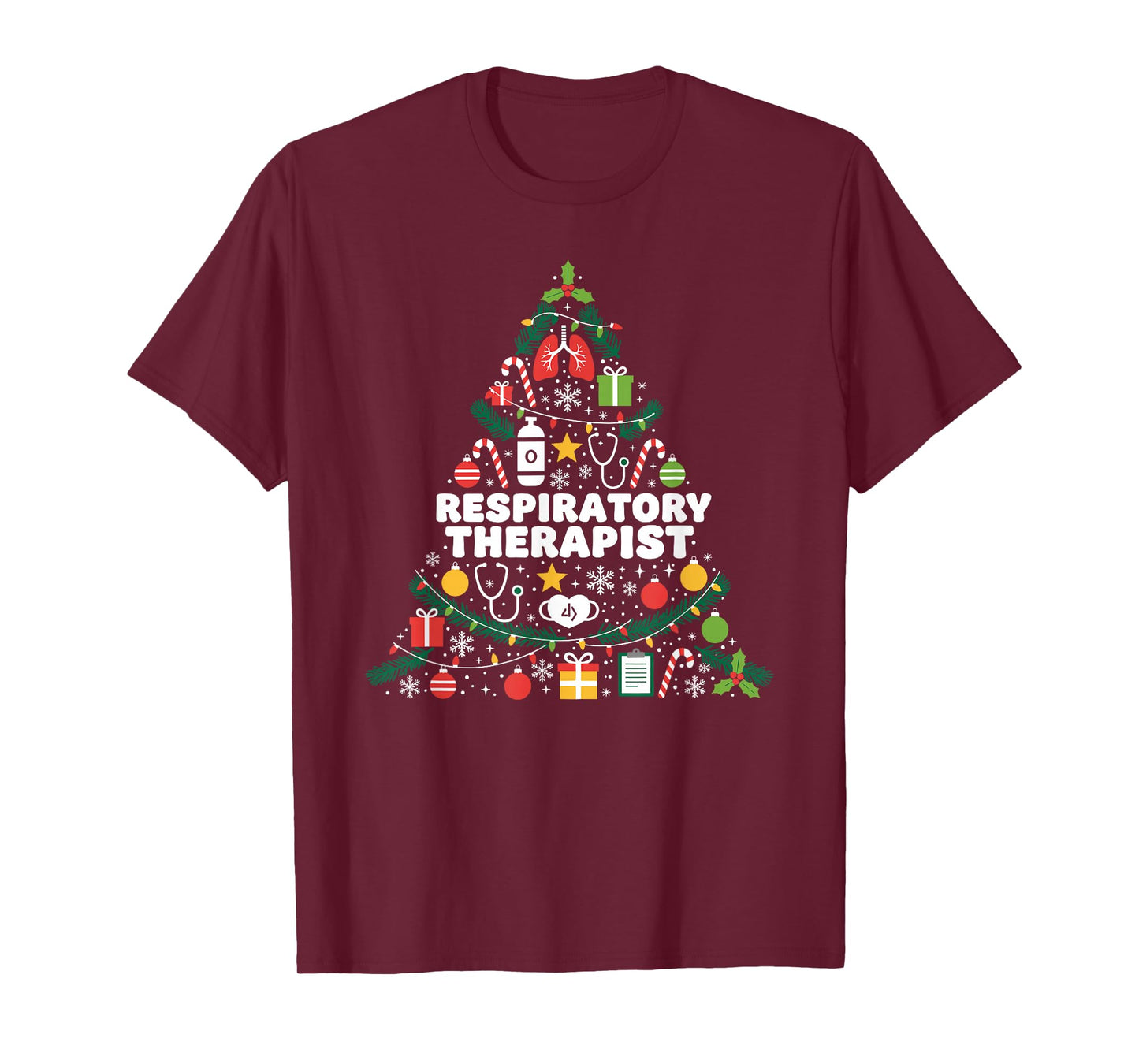 Respiratory Therapist Christmas Tree Lights Womens Mens T-Shirt