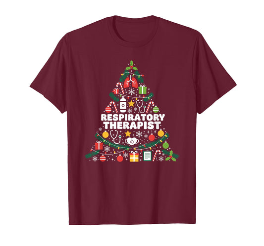 Respiratory Therapist Christmas Tree Lights Womens Mens T-Shirt