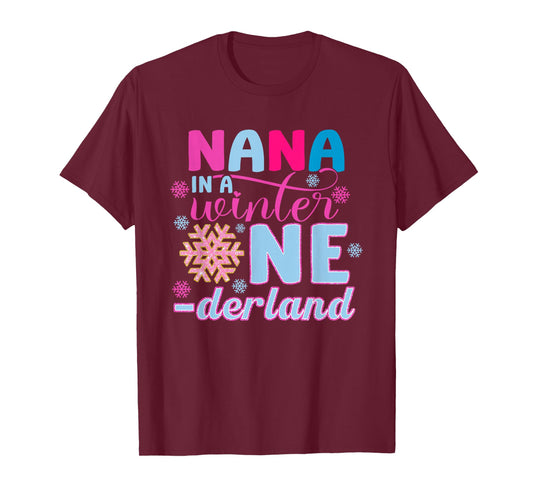 Nana in A Winter Onederland Bday Girl Sweet Snowflake T-Shirt