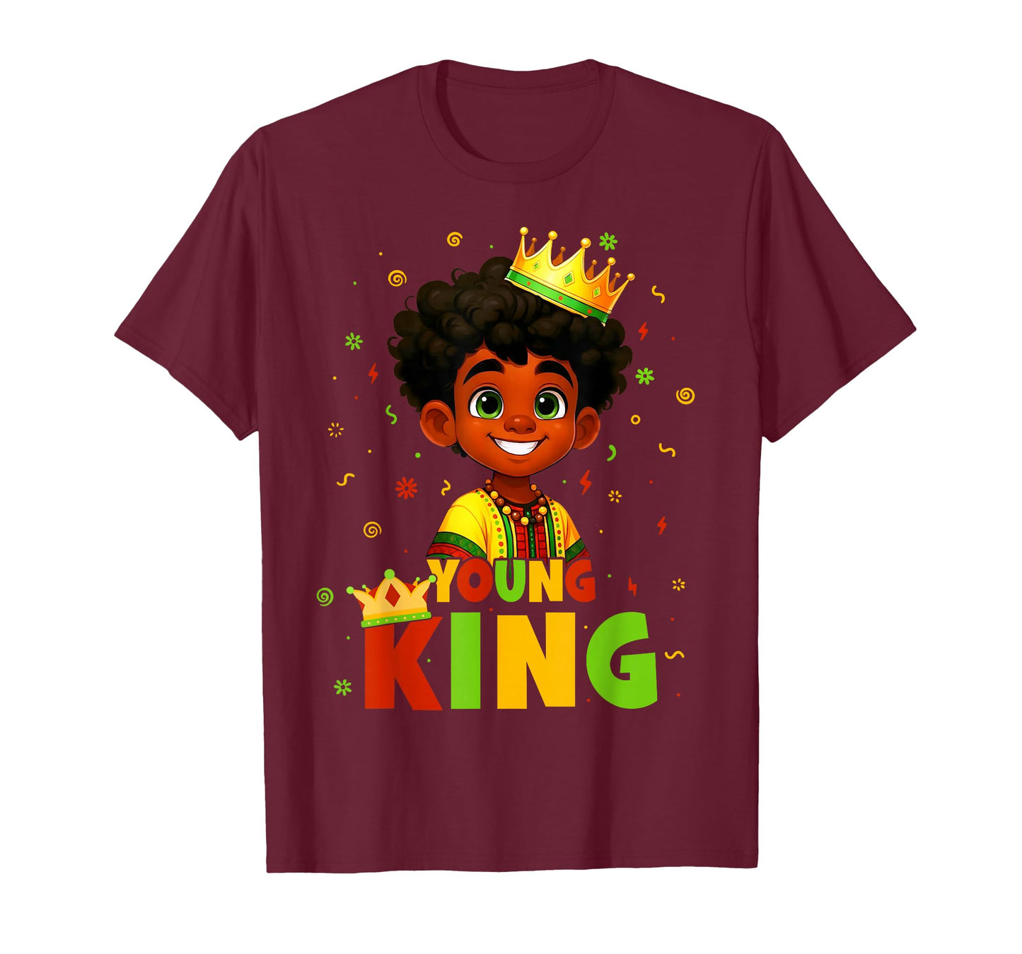 Black History Month Black Young King Afro Hair Kid Boys Men T-Shirt