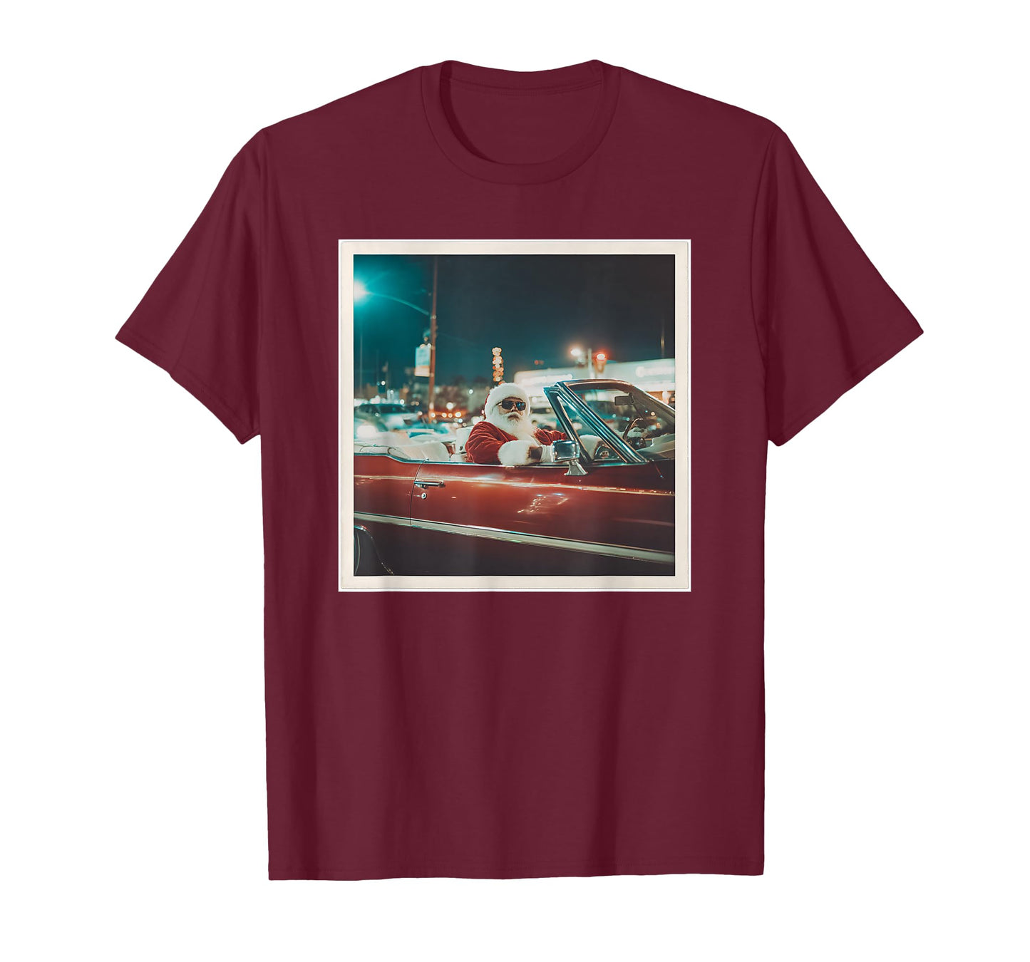 Santa Driving Convertible Car Cool Christmas T-Shirt