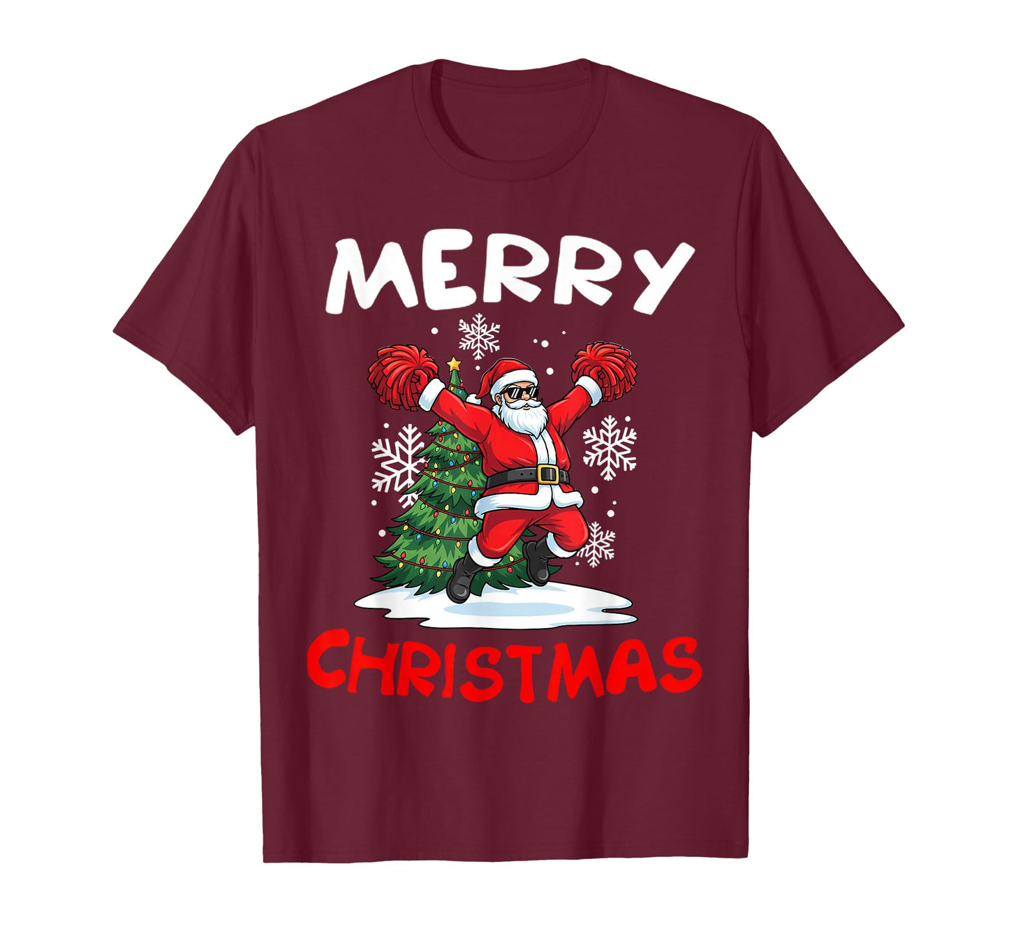 Merry Christmas Santa Playing Cheerleading Lover T-Shirt