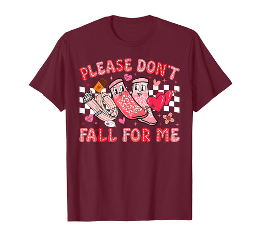 Funny Valentine Nurse Please Don't Fall for Me RN PCT CNA T-Shirt