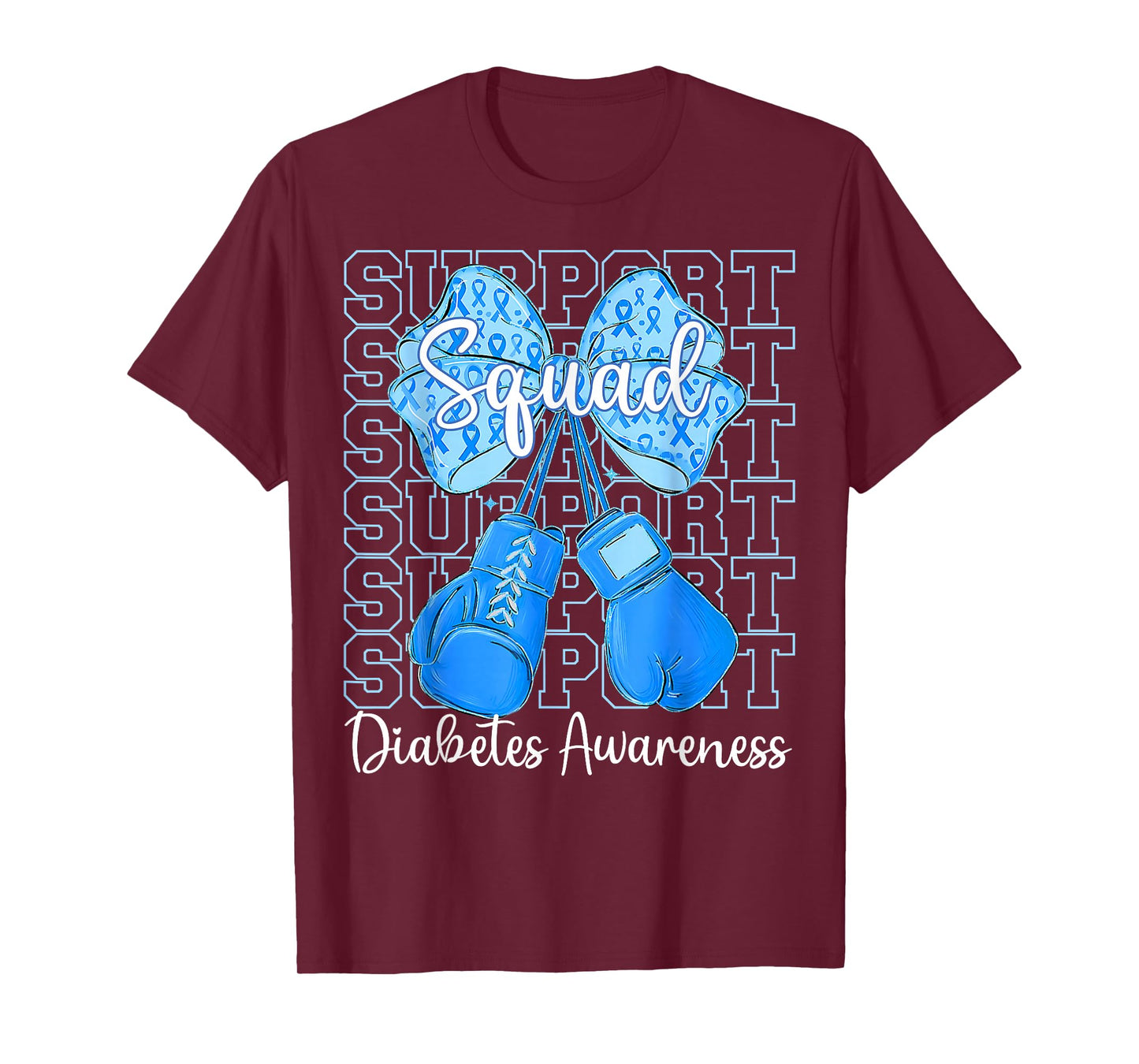 Blue Coquette Fight Diabetes Awareness Support Squad T-Shirt
