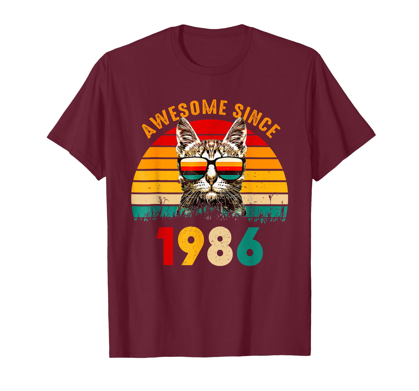 Awesome Since 1986, 1986 Retro Cool Cat, 40th Birthday T-Shirt