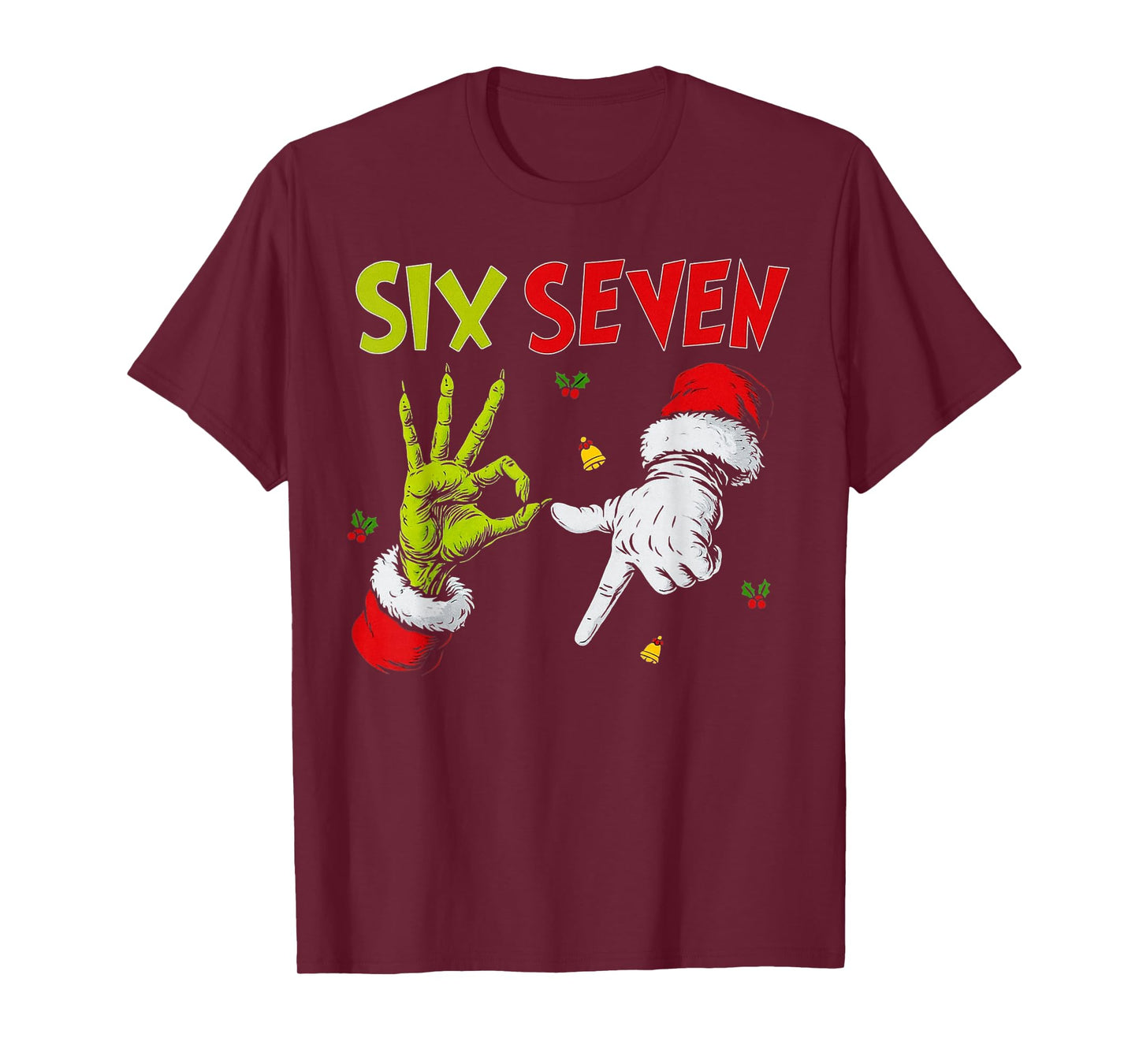 Six Seven Santa Hand Funny Viral Meme 67 Theme 6 7 Christmas T-Shirt