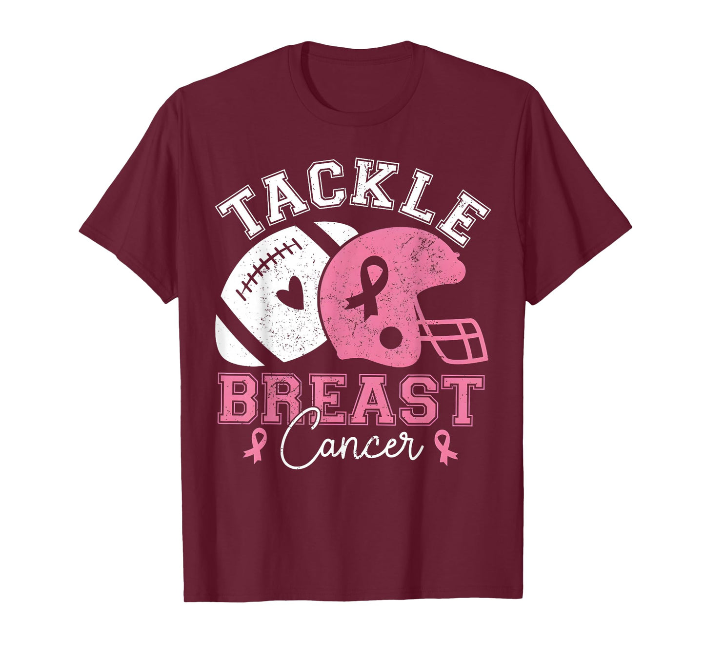 Tackle Breast Cancer Awareness Pink Ribbon American Football T-Shirt
