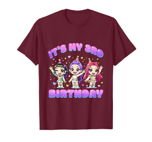 3 Years Old Birthday K pop Kids 3rd Birthday Girls K-pop T-Shirt