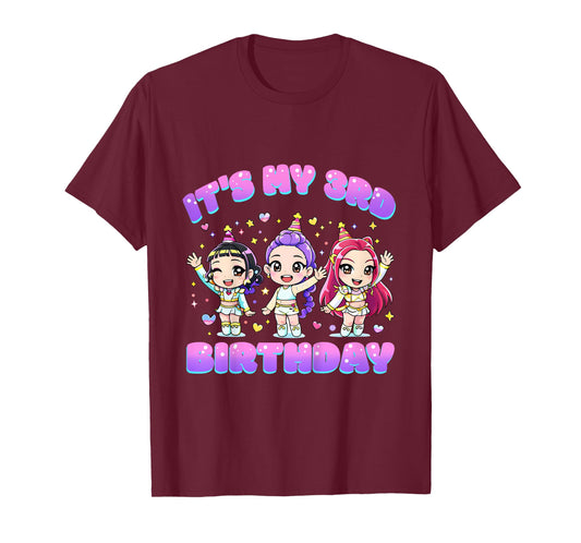 3 Years Old Birthday K pop Kids 3rd Birthday Girls K-pop T-Shirt