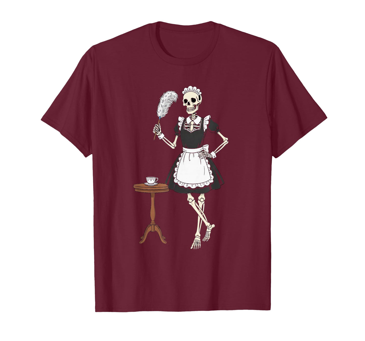 French Maid Skeleton Halloween Funny for Men Boys Kids T-Shirt