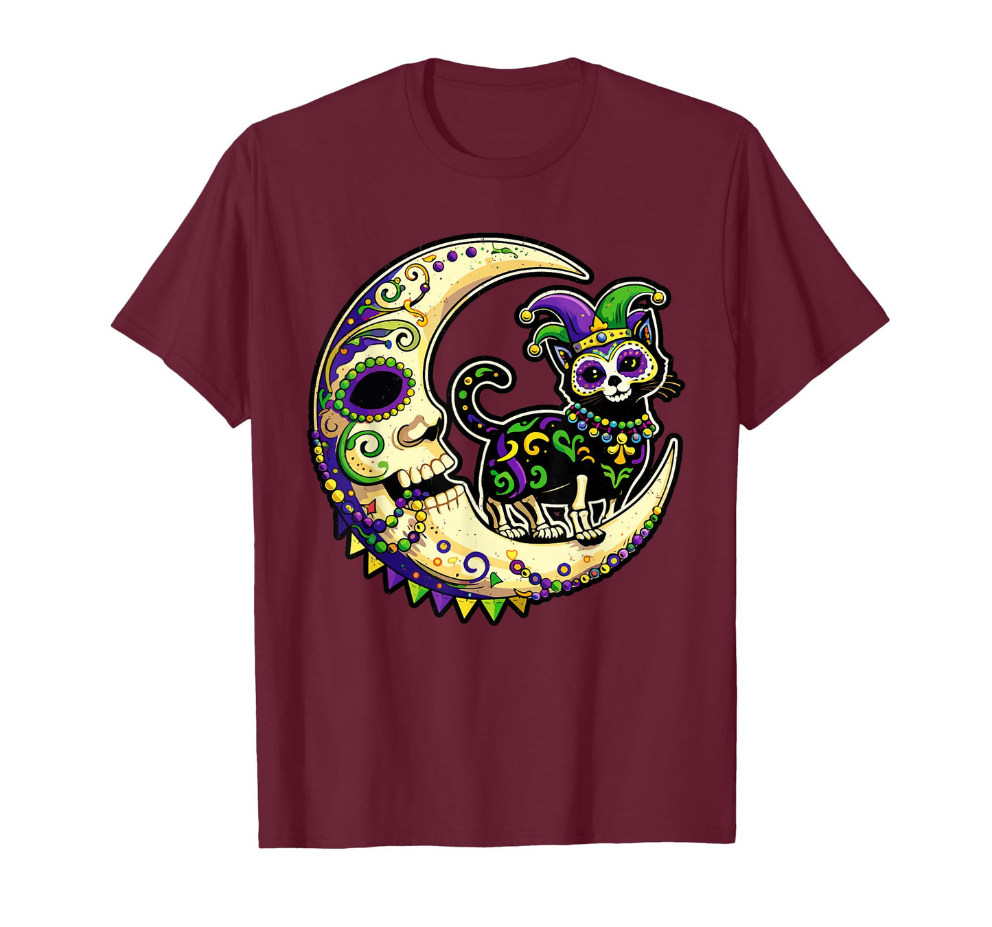 Mardi Gras Moon Cat New Orlean Louisiana Party Design T-Shirt