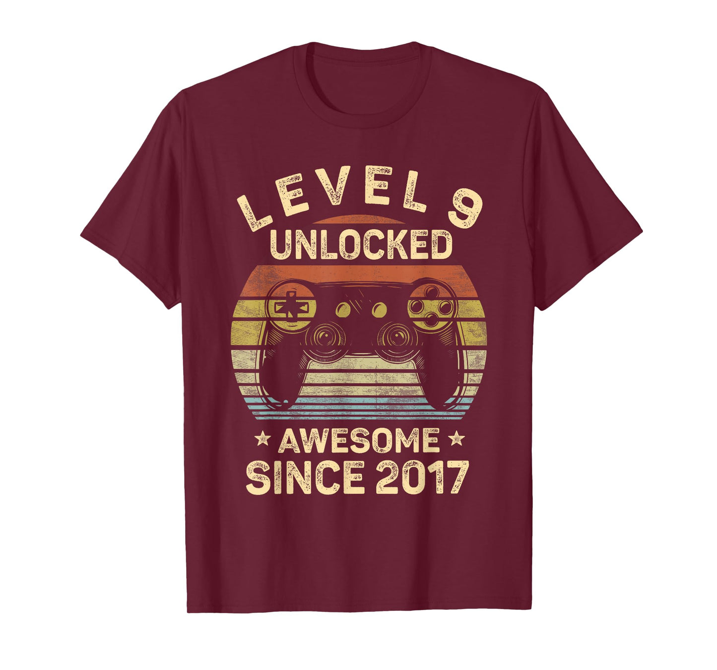 Level 9 Unlocked Awesome Since 2017 9th Birthday Gaming T-Shirt