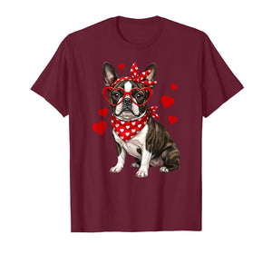 Boston Terrier Valentines Day Bostie Lover Dog Heart T-Shirt