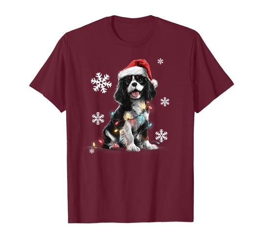 Cute Cavalier King Charles Spaniel Christmas Lights Xmas Dog T-Shirt