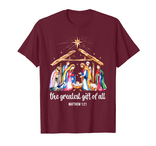 The Greatest Gift of All Christmas Nativity Jesus Christian T-Shirt