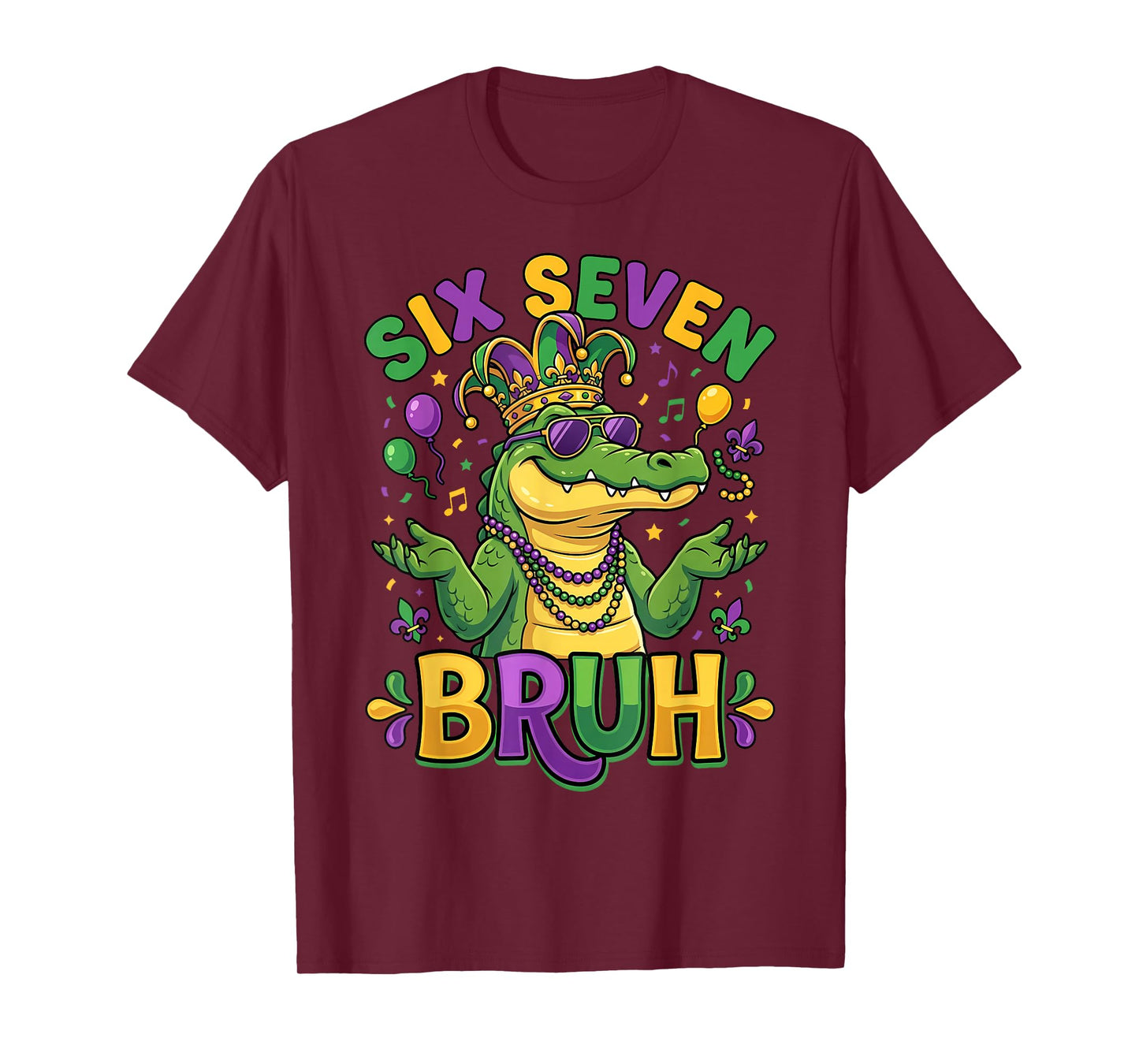 Bruh 67 Mardi Gras Alligator Six Seven Boys Girls Kids T-Shirt