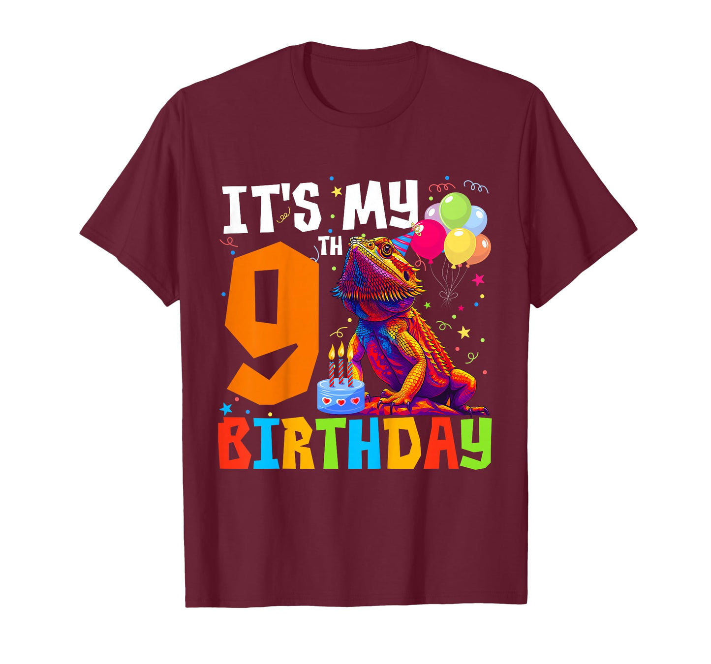 9th Birthday Boy Bearded Dragon 9 Years Old Bday Party T-Shirt