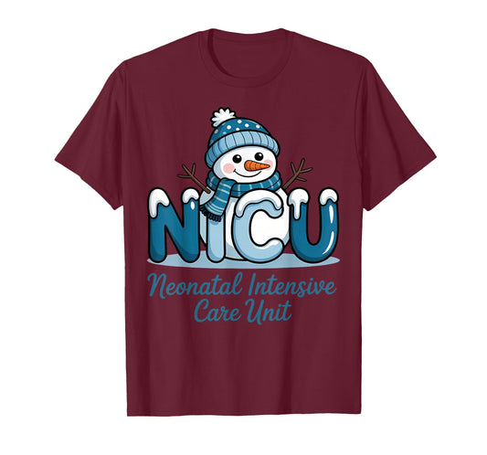 Winter NICU Nurse Xmas Snowman Neonatal Intensive Care Unit T-Shirt